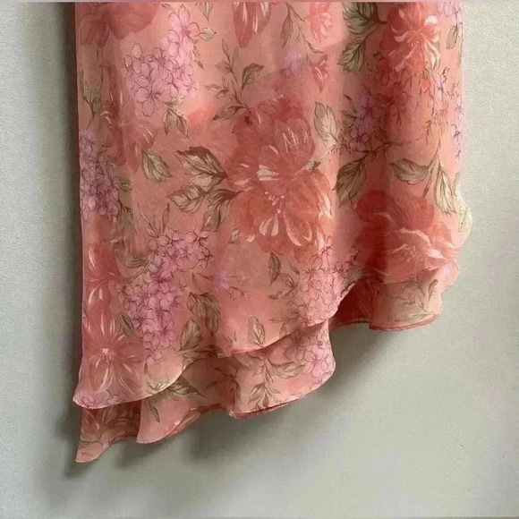Vintage 90s Positive Attitude Floral Asymmetrical Maxi Dress | Pink | Women’s 8 - Picture 2 of 6